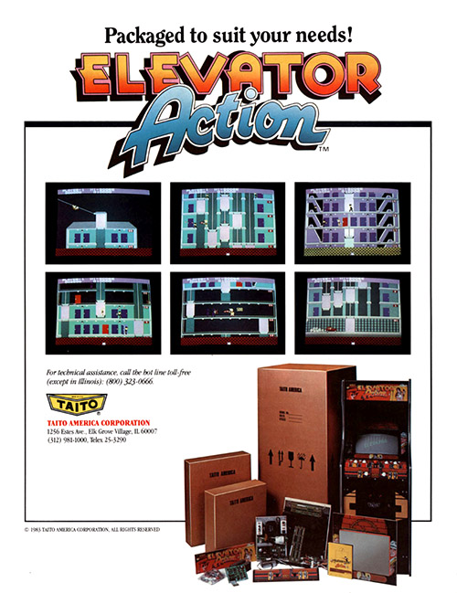 Elevator Action — 1983 at Barcade® | arcade game flyer graphic