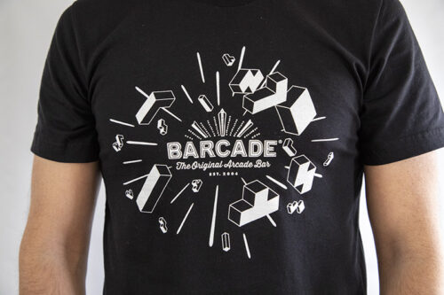 Barcade® | Tetris Anniversary T-Shirt - Black with white logo art
