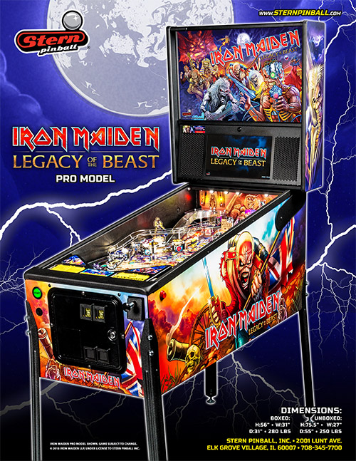 Iron Maiden: The Legacy of the Beast (pinball) — 2018 at Barcade® | game flyer graphic