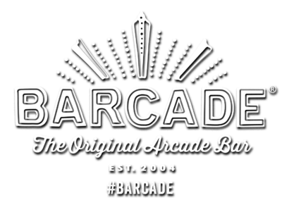 Barcade® The Original Arcade Bar logo with #barcade hashtag