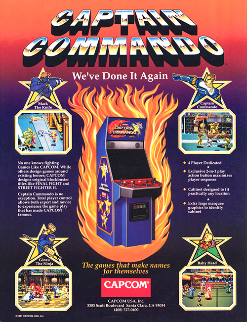 Captain Commando — 1991 at Barcade® | arcade game flyer graphic