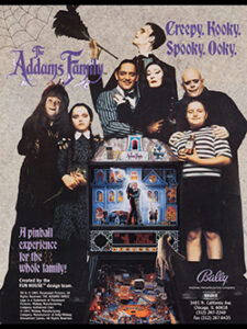 Addams Family (pin) — 1992 at Barcade® in New York, NY | arcade video game flyer graphic